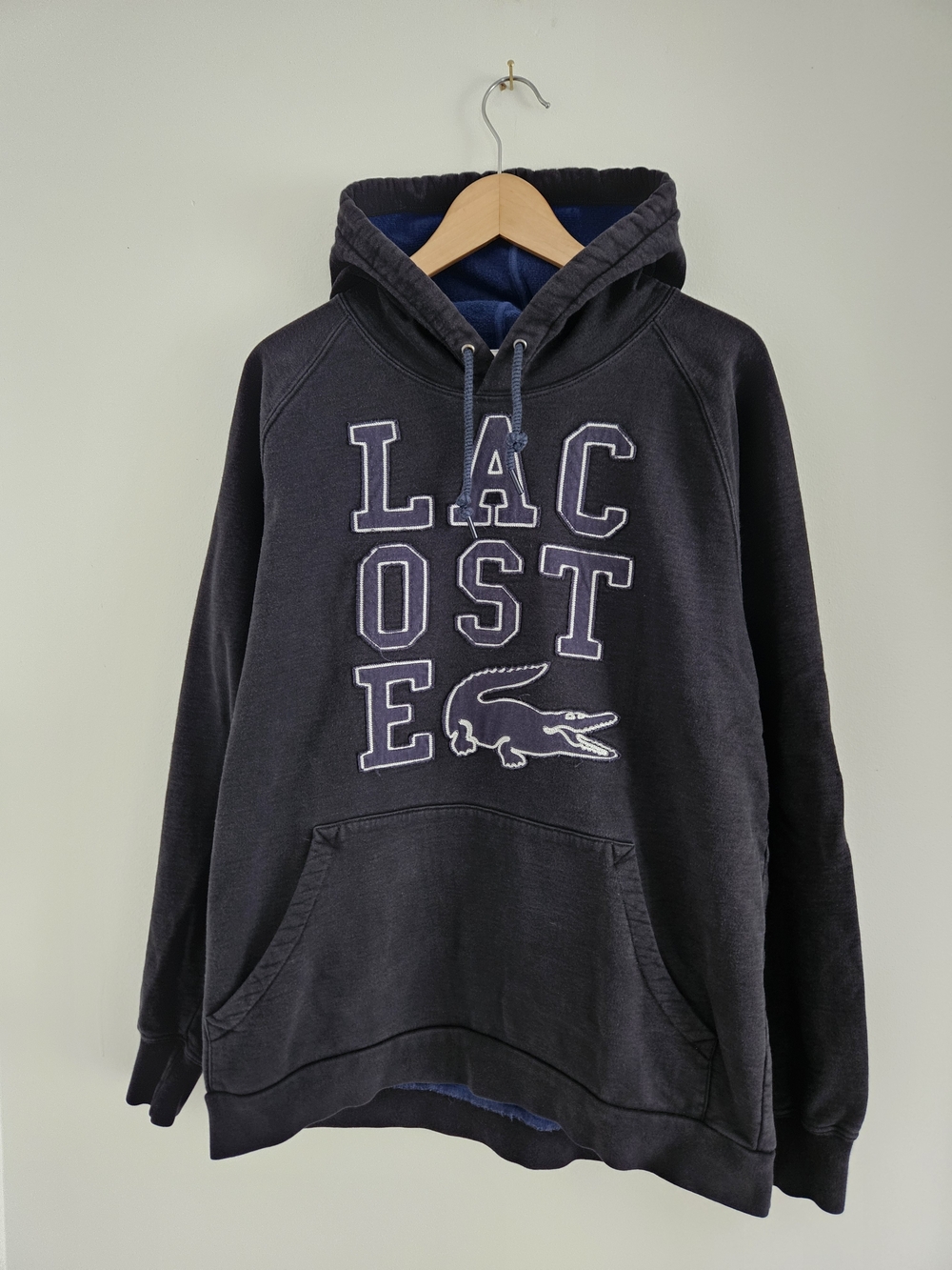 Lacoste Hoodie Mens Extra Large Embroidered Spellout Logo Pullover Sweatshirt